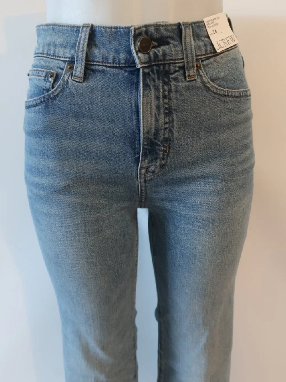 NWT Womens J. Crew Blue (Item- 19) Semi-Stretch High Rise Crop Kick Out Jeans 24